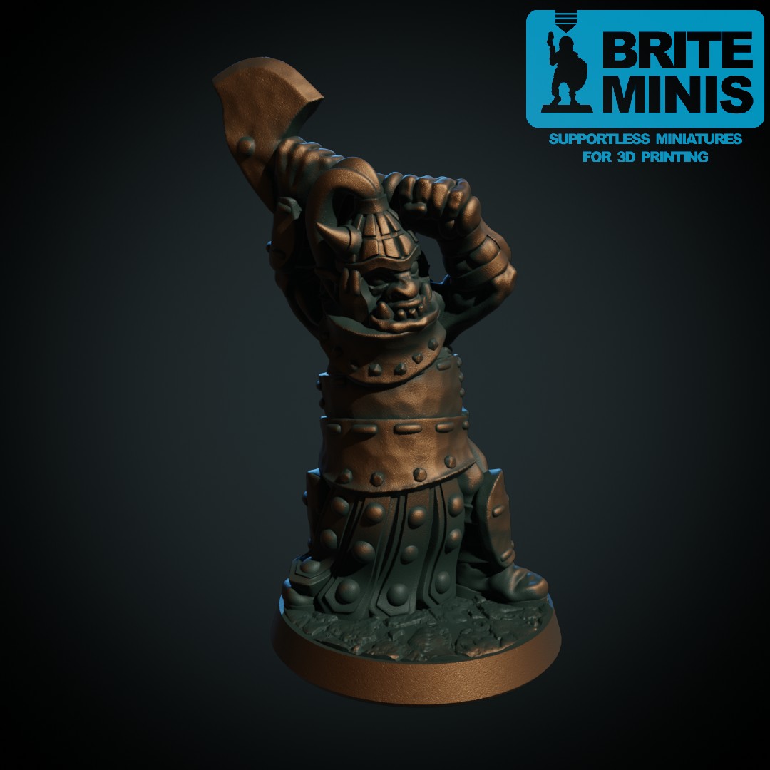Heavy armoured orc with two-handed weapon leader