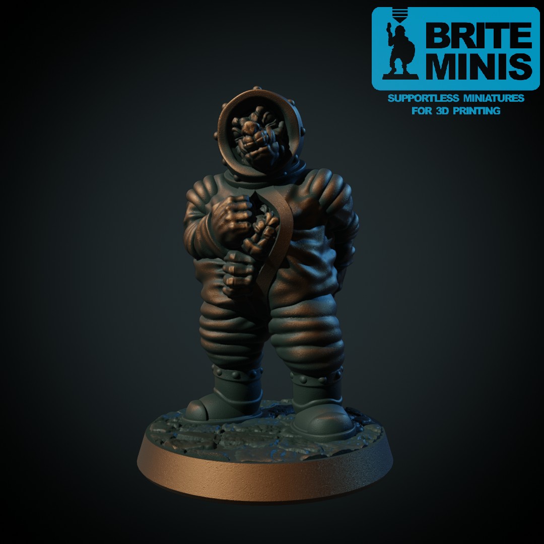 Three kobolds in a space suit