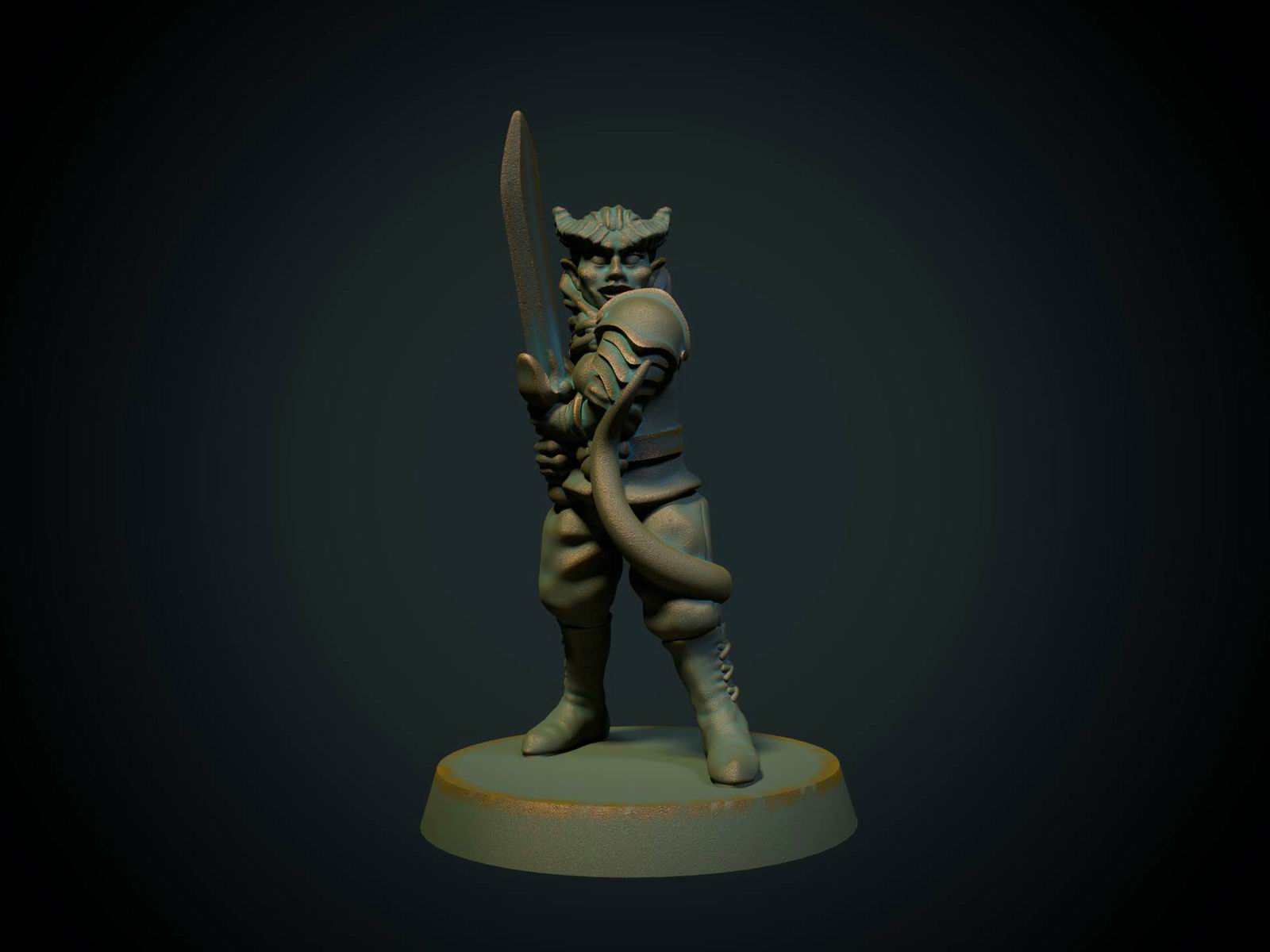 Tiefling female with sword