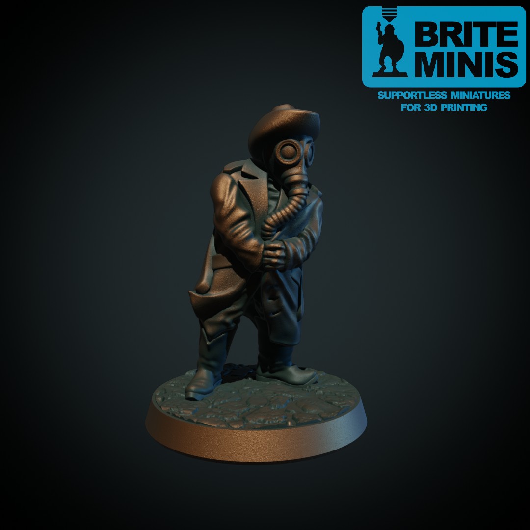 Trenchcoat cowboy with gas mask
